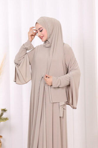 Pelerin, Elbise Takım  ŞAL HEDİYE  3932 Vizon - 5