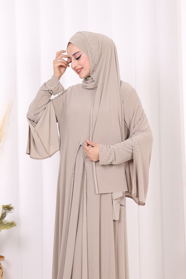 Pelerin, Elbise Takım  ŞAL HEDİYE  3932 Vizon - 5