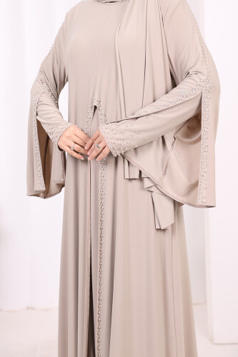 Pelerin, Elbise Takım  ŞAL HEDİYE  3932 Vizon - 6