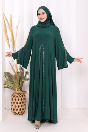 Pelerin, Elbise ve Şal Üçlü Takım 3932 Zümrüt - Bym Fashion