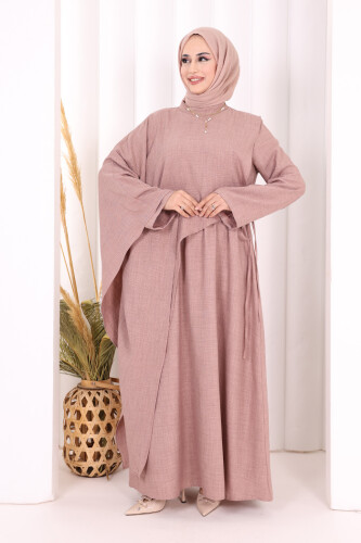 Pelerinli Elbise 6068 Gül Kurusu