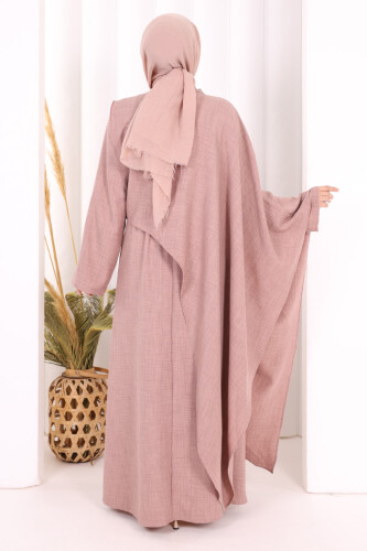 Pelerinli Elbise 6068 Gül Kurusu - 5