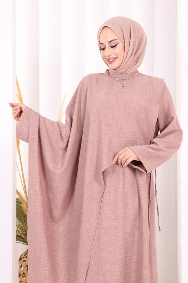 Pelerinli Elbise 6068 Gül Kurusu - 6