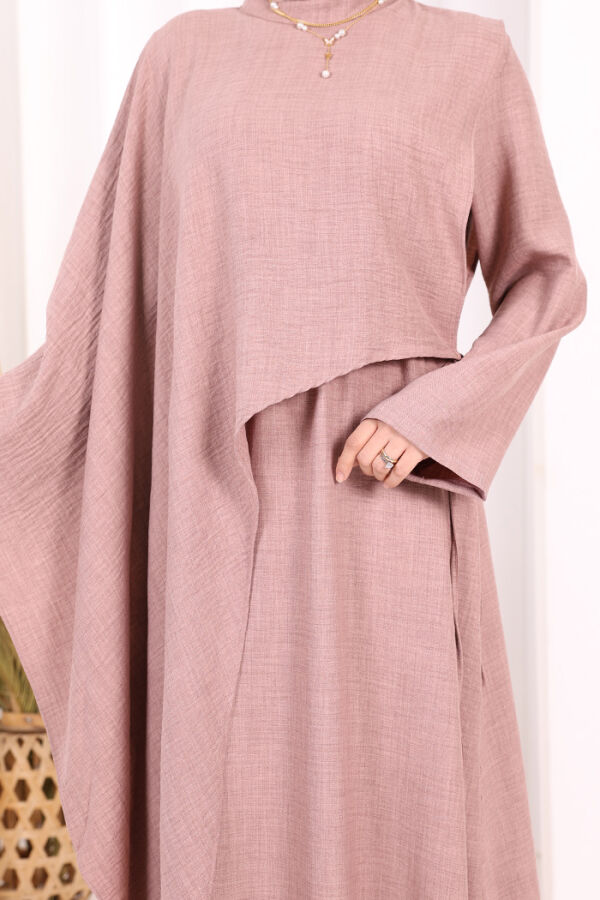 Pelerinli Elbise 6068 Gül Kurusu - 7