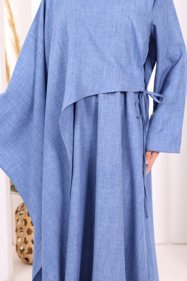 Pelerinli Elbise 6068 İndigo - 6