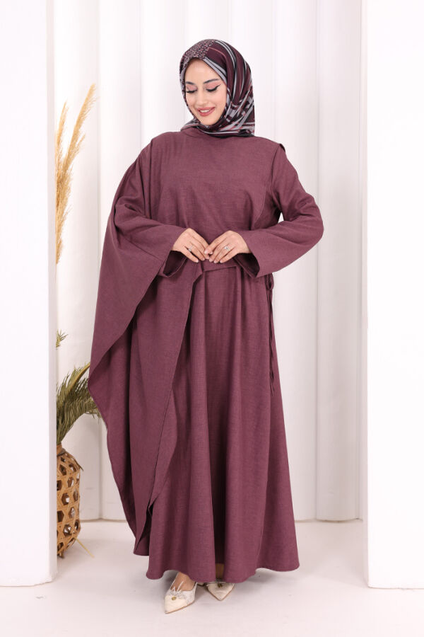 Pelerinli Elbise 6068 Mürdüm - 2