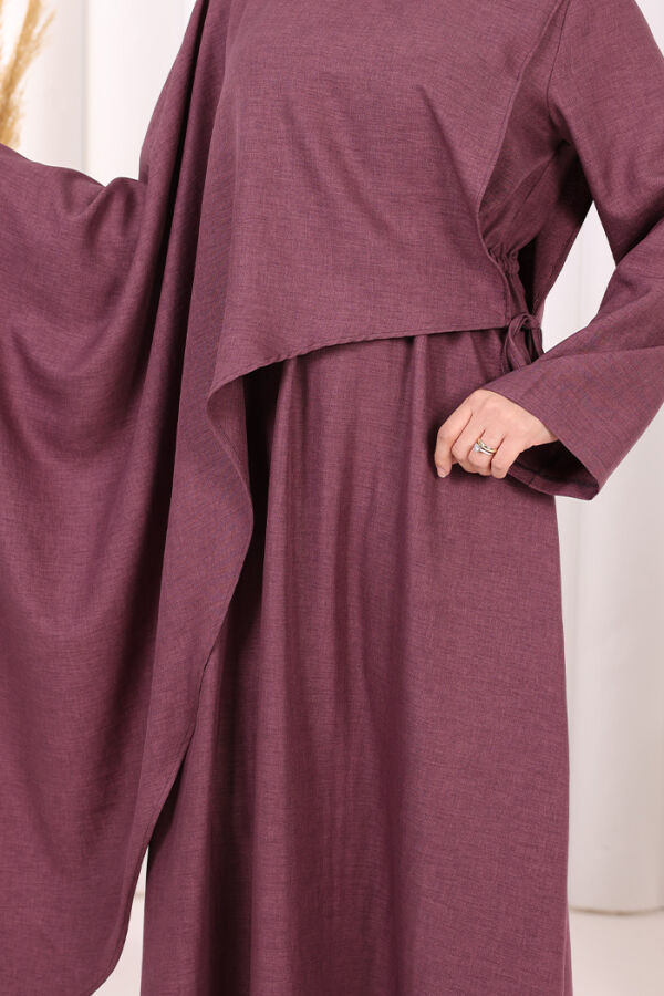 Pelerinli Elbise 6068 Mürdüm - 7