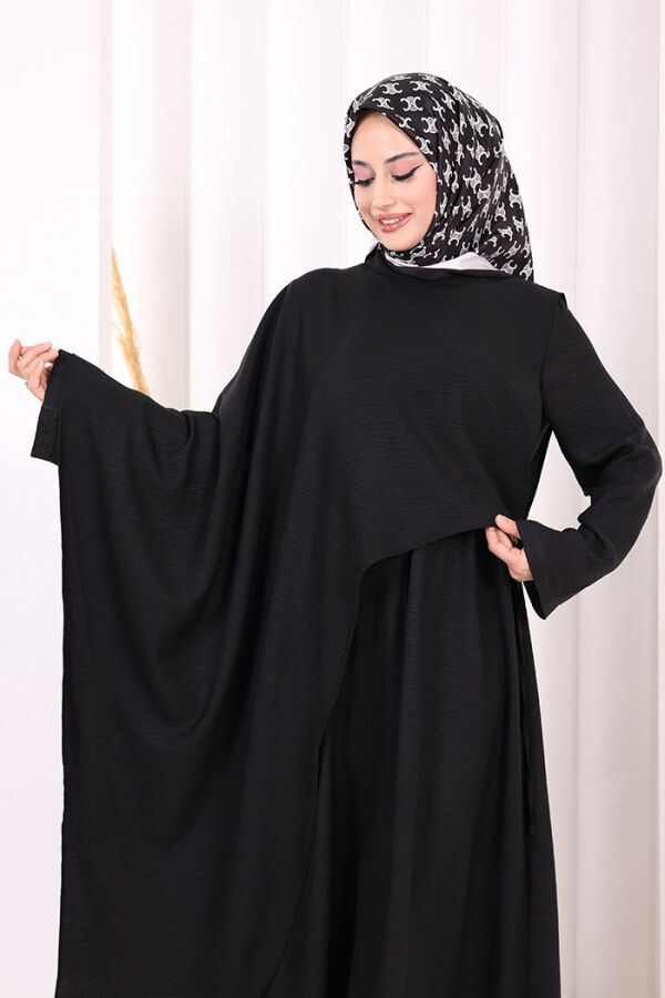 Pelerinli Elbise 6068 Siyah - 5
