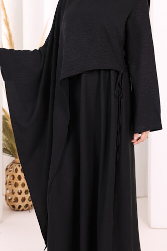 Pelerinli Elbise 6068 Siyah - 6