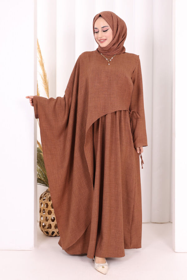 Pelerinli Elbise 6068 Taba - 1