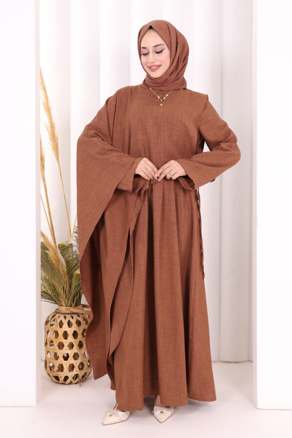 Pelerinli Elbise 6068 Taba - 2