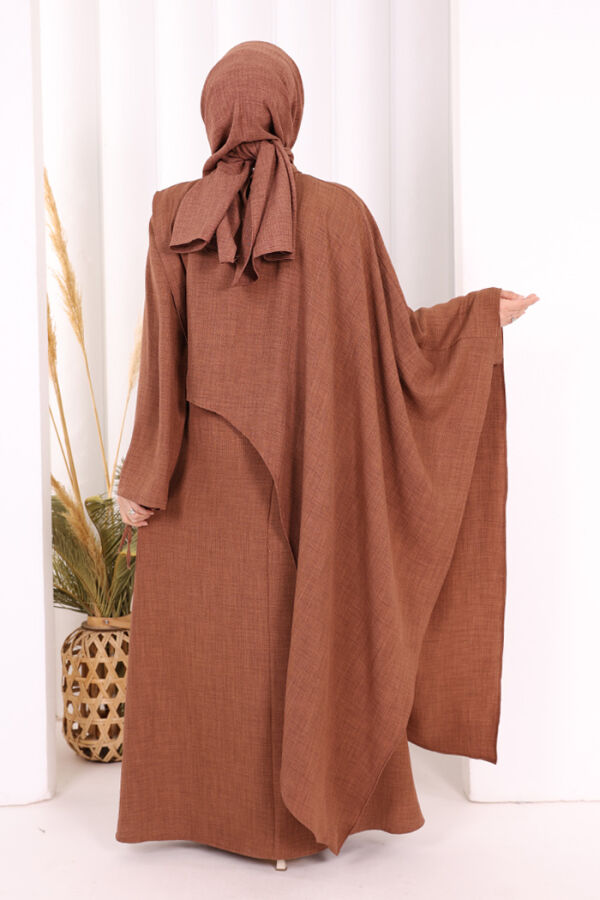 Pelerinli Elbise 6068 Taba - 5