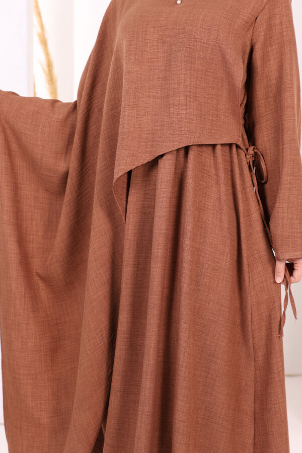 Pelerinli Elbise 6068 Taba - 7