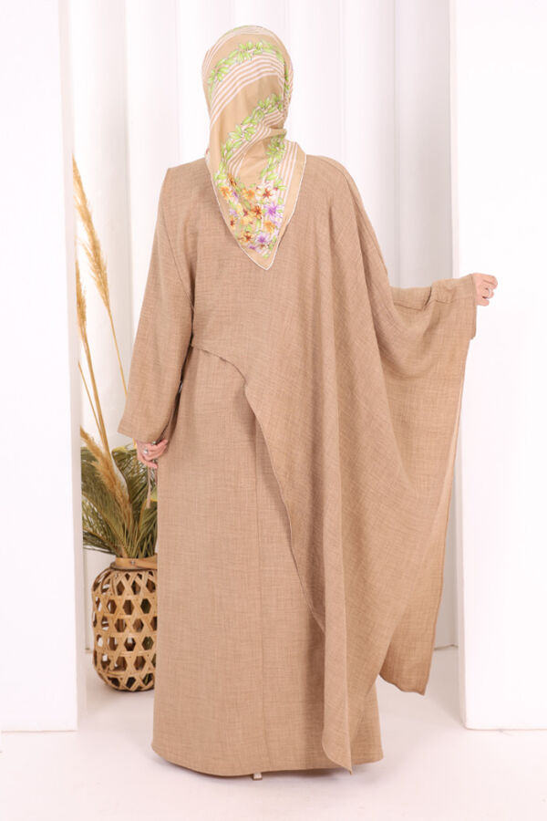 Pelerinli Elbise 6068 Vizon - 6