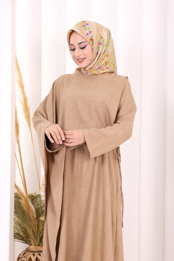 Pelerinli Elbise 6068 Vizon - 7