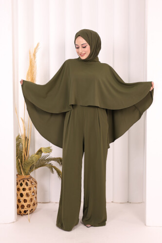 Pelerinli Tulum 8022 Haki - 4