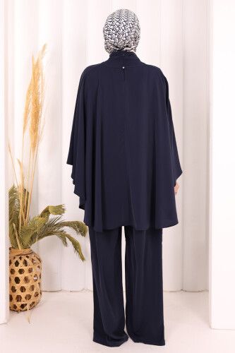 Pelerinli Tulum 8022 Lacivert - 5