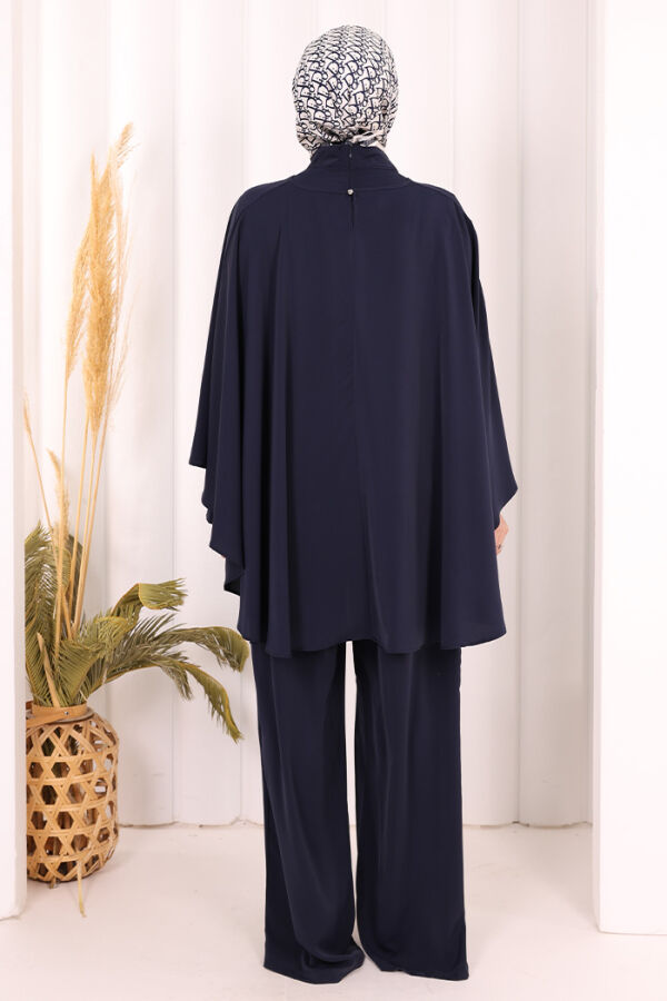 Pelerinli Tulum 8022 Lacivert - 5