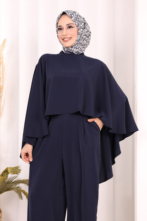 Pelerinli Tulum 8022 Lacivert - 6