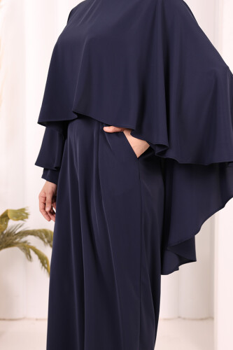 Pelerinli Tulum 8022 Lacivert - 7