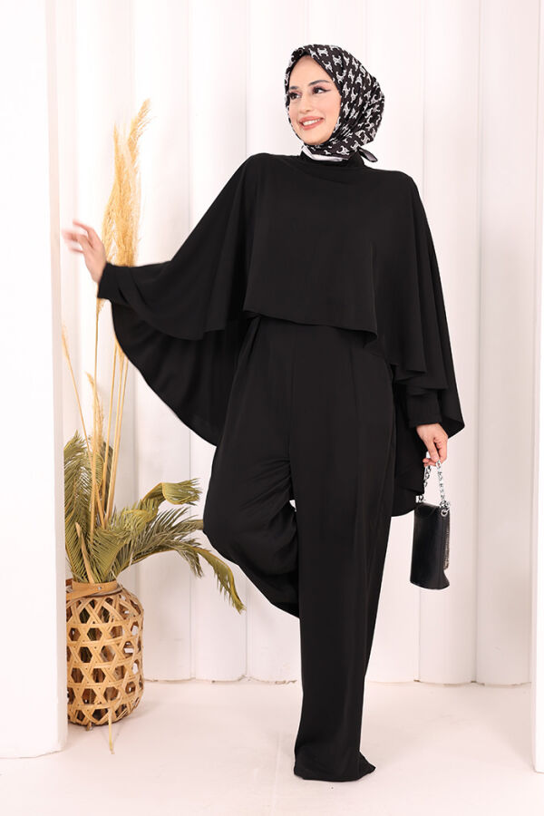 Pelerinli Tulum 8022 Siyah - 3