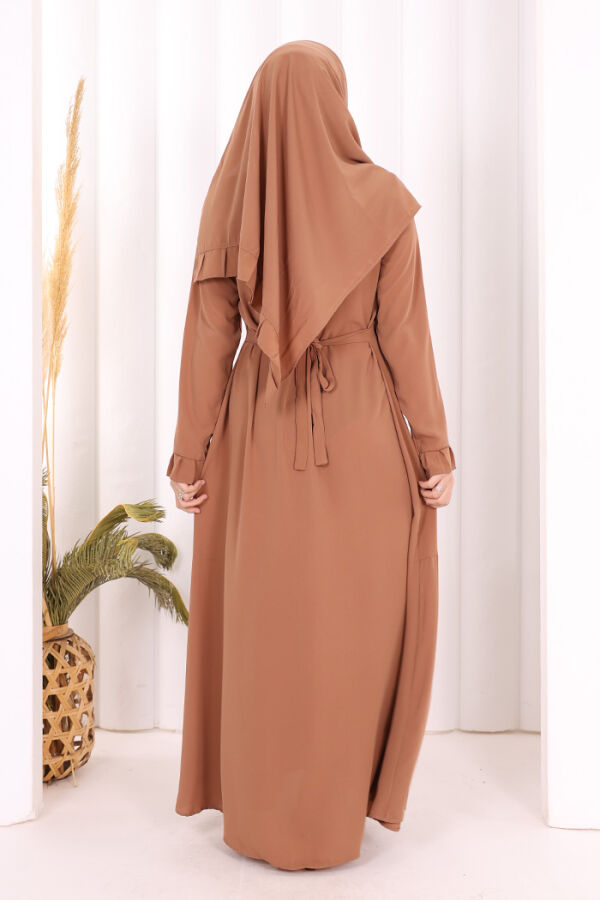 Pilise Detay Elbise ŞAL HEDİYE   6039 Taba - 5
