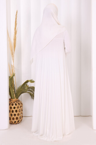 Pilise Detaylı Uzun Tunik ve Pantolon İkili Takım 8575 Ekru - 4