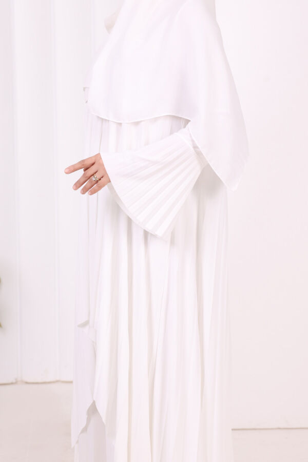 Pilise Detaylı Uzun Tunik ve Pantolon İkili Takım 8575 Ekru - 6