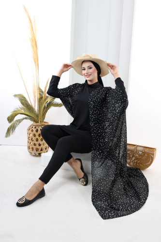 Puantiye Desen Pelerin 7099 Siyah