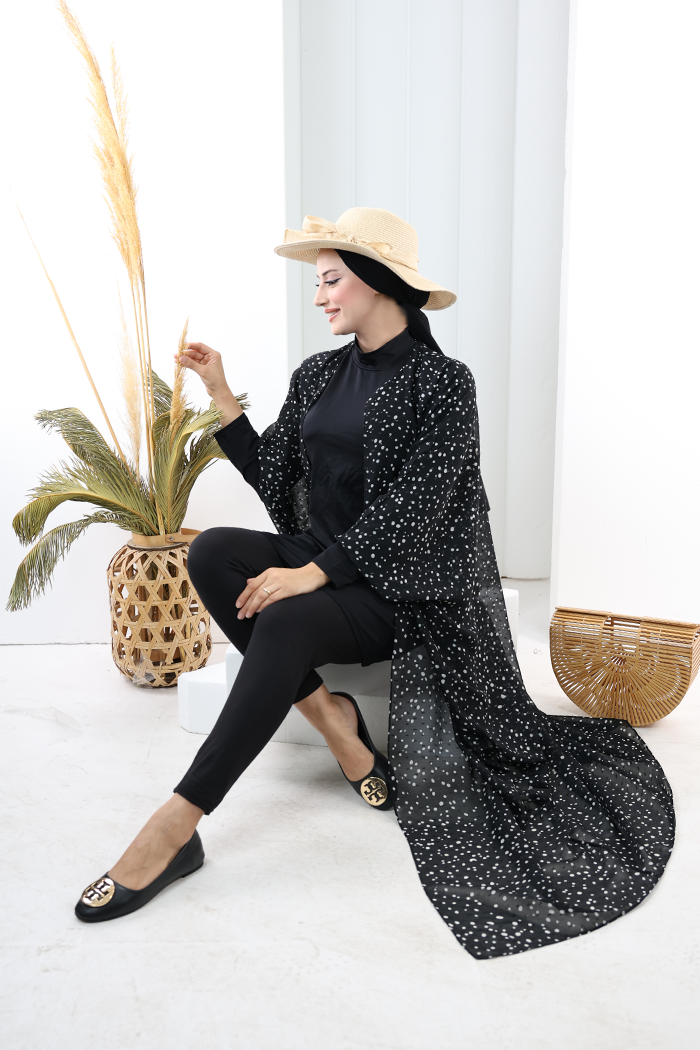 Puantiye Desen Pelerin 7099 Siyah - 2