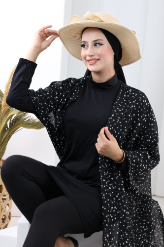 Puantiye Desen Pelerin 7099 Siyah - 3