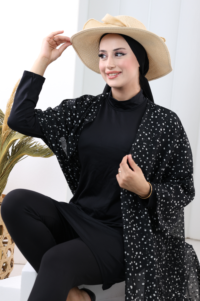 Puantiye Desen Pelerin 7099 Siyah - 3