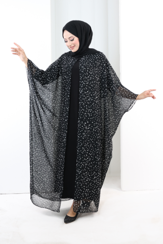 Puantiye Desen Pelerin 7099 Siyah - 5