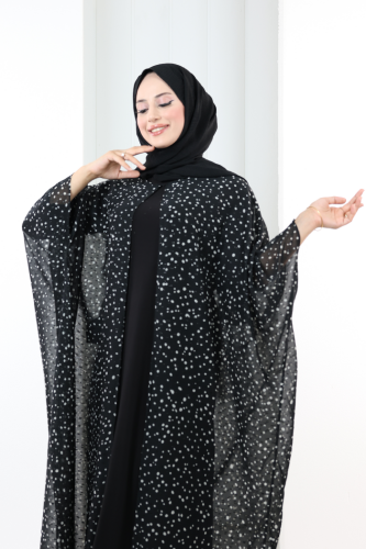 Puantiye Desen Pelerin 7099 Siyah - 6