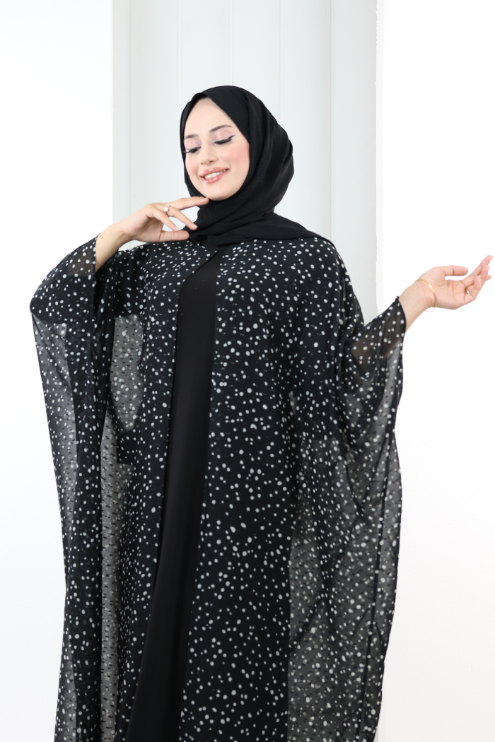 Puantiye Desen Pelerin 7099 Siyah - 6