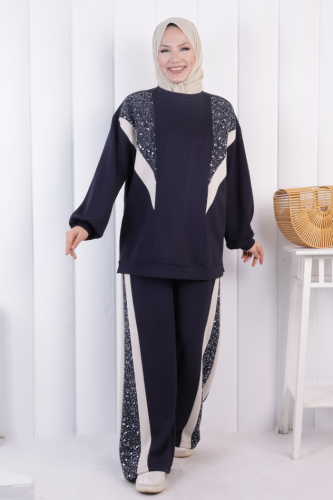 Pullu Fileli İkili Takım 1203 Lacivert