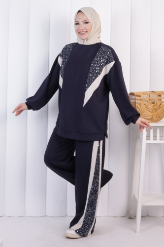 Pullu Fileli İkili Takım 1203 Lacivert - 2
