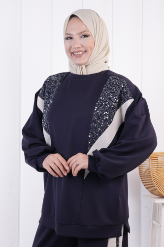 Pullu Fileli İkili Takım 1203 Lacivert - 4