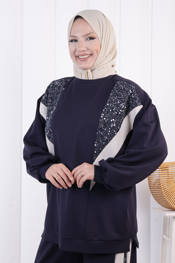 Pullu Fileli İkili Takım 1203 Lacivert - 4