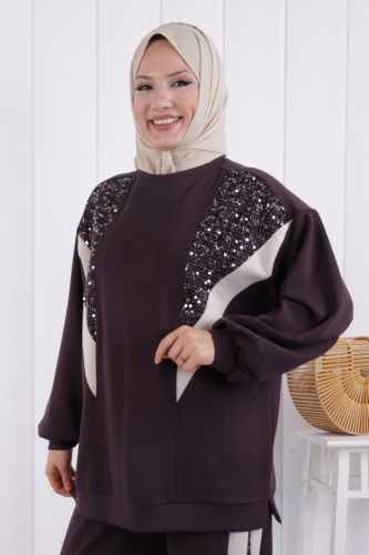 Pullu Fileli İkili Takım 1203 Mürdüm - 4