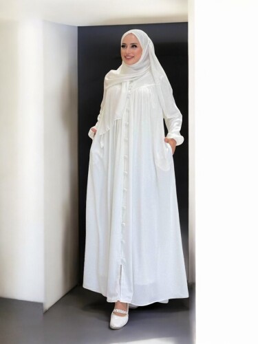 Robalı Britli Ferace 6022 Ekru - Bym Fashion