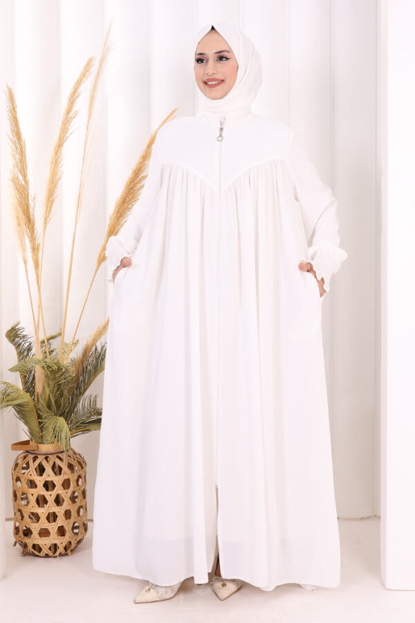 Biritli Ferace ŞAL HEDİYE ! 7056 Ekru - 1