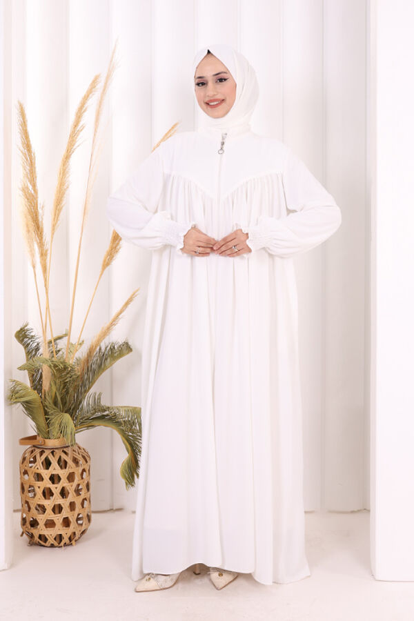 Biritli Ferace ŞAL HEDİYE ! 7056 Ekru - 2