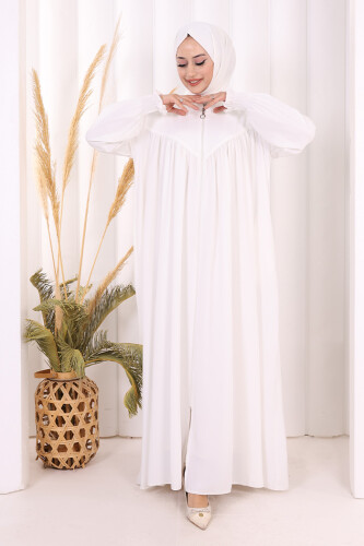 Biritli Ferace ŞAL HEDİYE ! 7056 Ekru - 3