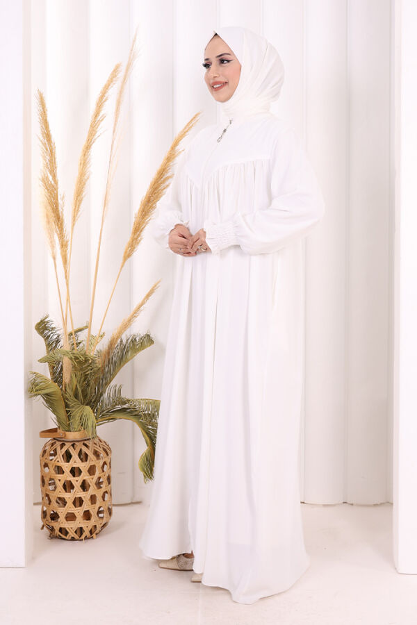 Biritli Ferace ŞAL HEDİYE ! 7056 Ekru - 4