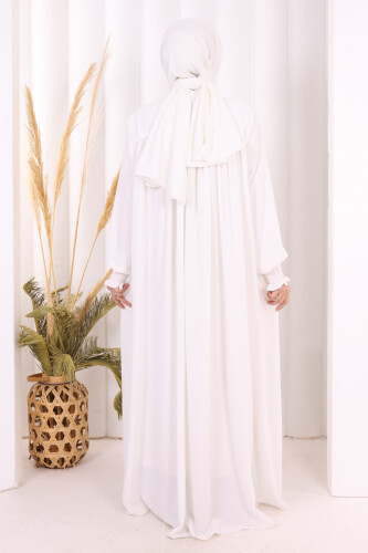 Biritli Ferace ŞAL HEDİYE ! 7056 Ekru - 5