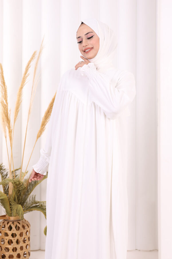 Biritli Ferace ŞAL HEDİYE ! 7056 Ekru - 6