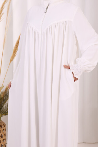 Biritli Ferace ŞAL HEDİYE ! 7056 Ekru - 7