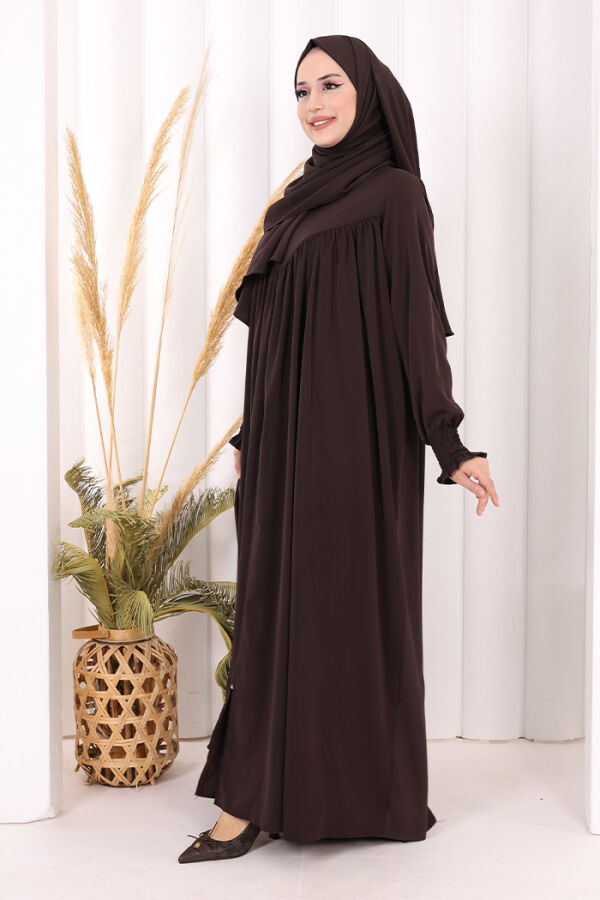 Biritli Ferace ŞAL HEDİYE ! 7056 Kahverengi - 3