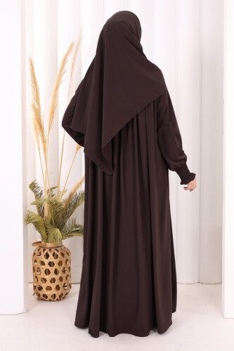 Biritli Ferace ŞAL HEDİYE ! 7056 Kahverengi - 4